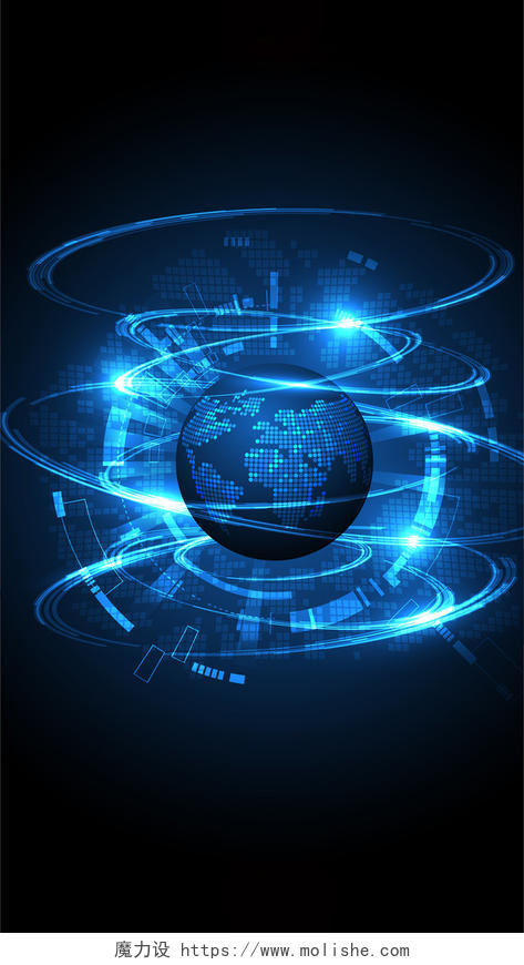商务创意蓝色星空科技数据海报手机H5背景图
